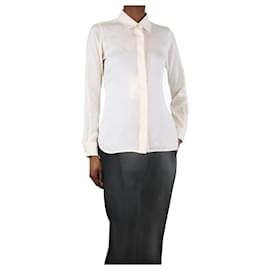 Max Mara-Cream silk blouse - size UK 8-Cream