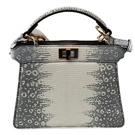 Fendi Peekaboo ISeeU White Lizard Leather Handbag White