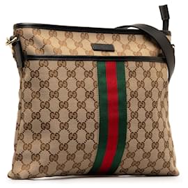 Gucci-Borsa a tracolla Gucci in tela marrone GG Canvas-Marrone,Beige