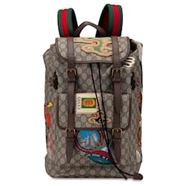 Gucci-Gucci Brown GG Supreme Courrier Backpack-Brown,Beige