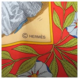 Hermès-Hermès Red Costumes des Departements de la Seine Silk Scarf-Red