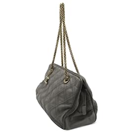 Chanel-Bolso de hombro Chanel CC Triptych de piel de becerro gris-Gris