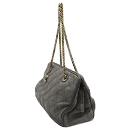 Chanel-Chanel Gray CC Triptych Calfskin Shoulder Bag-Grey