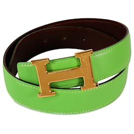 Hermès-Cinturón reversible Hermès Constance verde-Verde