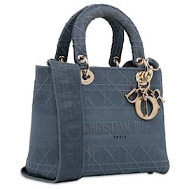 Dior-Dior Blue Medium Cannage Lady D-Lite-Blue