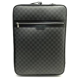Louis Vuitton-LOUIS VUITTON PEGASE SUITCASE 55 GRAPHITE DAMIER CANVAS TROLLEY CABIN COVER-Grey