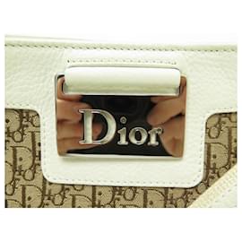 Christian Dior-CHRISTIAN DIOR COLOMBUS HANDBAG OBLIQUE CANVAS AND BAGUETTE LEATHER HAND BAG-Beige
