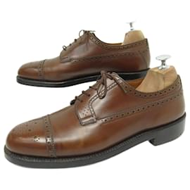 JM Weston-VINTAGE JM WESTON SHOES 379 Derby 8C 42 FINE BROWN LEATHER + SHOES BOX-Brown