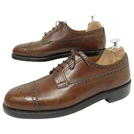 JM Weston-VINTAGE JM WESTON SHOES 379 Derby 8C 42 FINE BROWN LEATHER + SHOES BOX-Brown