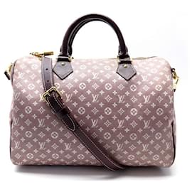 Louis Vuitton-Louis Vuitton Speedy Handbag 30 MINI LINEN CANVAS MONOGRAM SHOULDER BAG-Pink