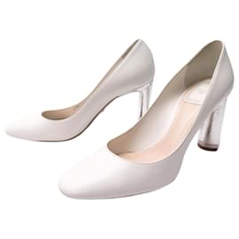 Christian Dior-NEW CHRISTIAN DIOR SHOES 38.5 WHITE LEATHER PUMP SHOES-White