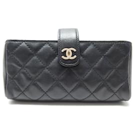 Chanel-CHANEL O-MINI WALLET IN QUILTED LEATHER WALLET-Black