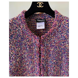 Chanel-Nuovo cappotto cardigan in tweed fantasia con bottoni CC-Multicolore