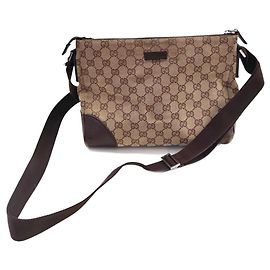 Bolsa Gucci Sherry Line marrom de couro e tela Marrom