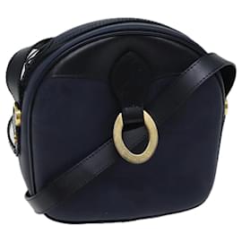 Christian Dior-Christian Dior Trotter Canvas Shoulder Bag Navy Auth yk11847-Navy blue
