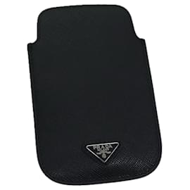 Prada-PRADA Safiano leather iPhone Case Black 2ARD62 Auth ac2881-Black