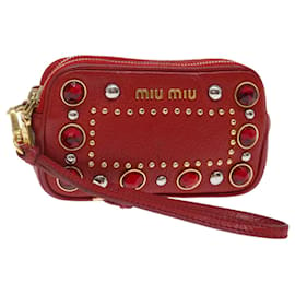 Miu Miu-Miu Miu Pouch Leather Red Auth 71334-Red