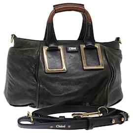Chloé-Chloe Etel Hand Bag Leather 2way Black Auth ar11745-Black