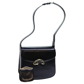 Gucci-GUCCI Shoulder Bag Leather Black Auth yk11750-Black