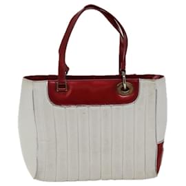 Christian Dior-Christian Dior Hand Bag Leather White Red Auth 71321-White,Red