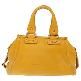 Céline-CELINE Bolsa de mão couro amarelo Auth fm3342-Amarelo