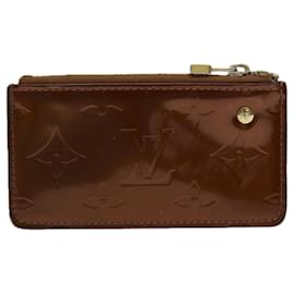 Louis Vuitton-Monedero LOUIS VUITTON Vernis Pochette Cles Bronce M91348 LV Auth yk11837-Bronce