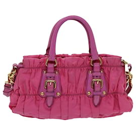 Prada-Prada Hand Bag Nylon 2way Pink Auth hk1210-Pink