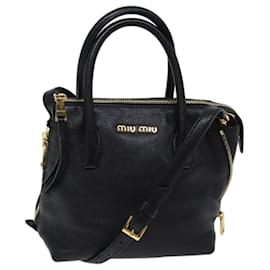 Miu Miu-Miu Miu Hand Bag Leather 2way Black Auth yk11849-Black
