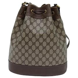 Gucci-GUCCI GG Canvas Web Sherry Line Shoulder Bag PVC Beige Green Red Auth 71174-Red,Beige,Green