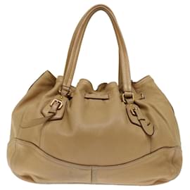 Prada-PRADA Tote Bag Leather Beige Auth fm3358-Beige