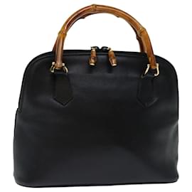 Gucci-GUCCI Bambú Bolso De Mano Cuero Negro 000 122 0290 EP de autenticación3934-Negro