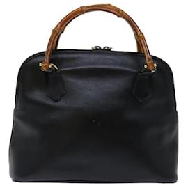 Gucci-GUCCI Bambú Bolso De Mano Cuero Negro 000 122 0290 EP de autenticación3934-Negro