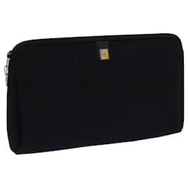 Christian Dior-Christian Dior Trotter Canvas Clutch Bag Black Auth bs13620-Black