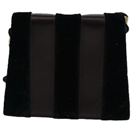 Fendi-FENDI Pecan Canvas Shoulder Bag Velor Black Brown Auth yk11781-Brown,Black