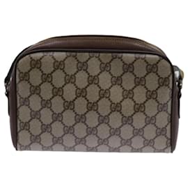Gucci-GUCCI GG Supreme Web Sherry Line Shoulder Bag PVC Beige 116 02 089 Auth FM3328-Beige