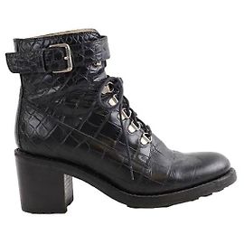 Free Lance Botas de couro com cadarços Preto