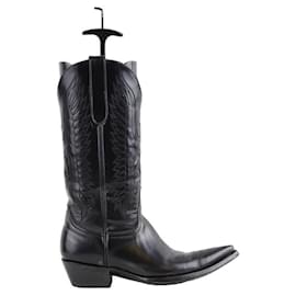 Autre Marque-Leather cowboy boots-Black