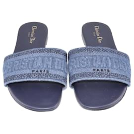 Christian Dior-Ciabatte piatte Dway ricamate blu navy Dior-Blu