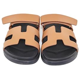 Hermès-Hermes Brown Chypre Sandals-Brown