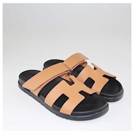 Hermès-Hermes Brown Chypre Sandals-Brown