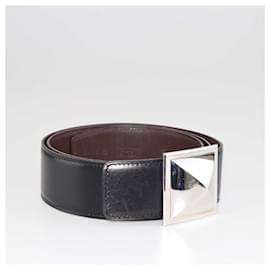 Hermès-Hermes Black/Chocolat Medor Infini Reversible Belt-Noir