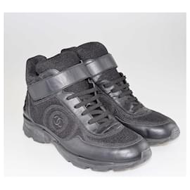 Chanel-Chanel Black Cc High Top Sneakers-Black