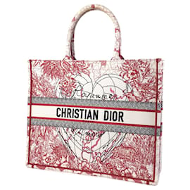 Dior-Dior Große D-Royaume d'Amour bestickte Büchertasche Weiß-Rot
