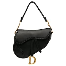 Dior-Sac Saddle moyen en cuir tressé Dior Noir-Noir