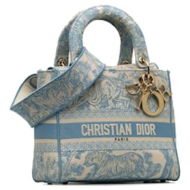 Dior-Dior Mittleres Toile de Jouy Lady D-Lite Blau-Blau
