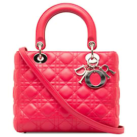 Dior-Dior Small Lambskin Cannage Lady Dior Pink-Pink