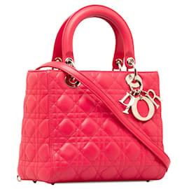 Dior-Dior Small Lambskin Cannage Lady Dior Pink-Pink