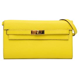 Hermès-Hermes Chevre Kelly To Go Wallet Yellow-Yellow