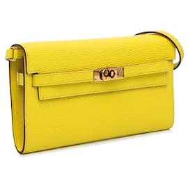 Hermès-Hermes Chevre Kelly To Go Wallet Yellow-Yellow