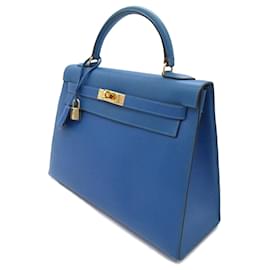 Hermès-Hermès Courchevel Kelly Sellier 32 blue-Bleu